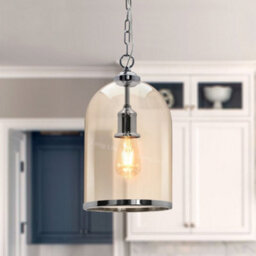 Long Life Lamps Company Chrome Vintage Ceiling Pendant Light Glass Lamp Shade Bell Chain Lantern H3070 - thumbnail 7