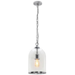 Long Life Lamps Company Chrome Vintage Ceiling Pendant Light Glass Lamp Shade Bell Chain Lantern H3070 - thumbnail 5
