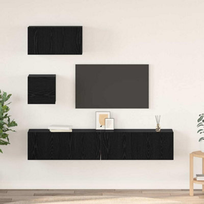 Berkfield Tv Unit Set 4 Pcs Black Oak 80 X 30 X 30 Cm Engineered Wood - image 1