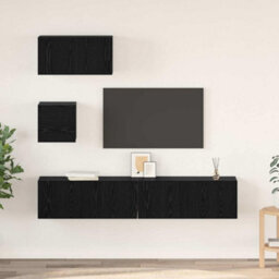 Berkfield Tv Unit Set 4 Pcs Black Oak 80 X 30 X 30 Cm Engineered Wood - thumbnail 1