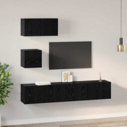 Berkfield Tv Unit Set 4 Pcs Black Oak 80 X 30 X 30 Cm Engineered Wood - thumbnail 4