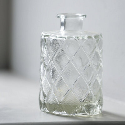 Wholesome Home Small Glass Bottle Neck Vase With Diamond Pattern - image 1