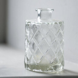 Wholesome Home Small Glass Bottle Neck Vase With Diamond Pattern - thumbnail 1