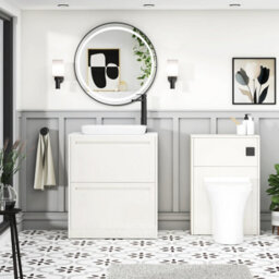 Royal Bathrooms Royal Bathroom Elmore 700mm Classic White Freestanding Countertop Bathroom Vanity Unit 2 Drawer With Qubix Basin - thumbnail 5