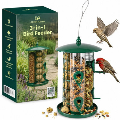 """green Haven 3-In-1 Bird Feeder And Fat Ball Feeder, Hanging Design  """ - image 1