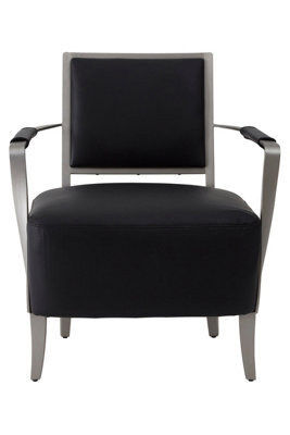Orsina Luxurious Black Leather Chair, Velvet Upholstered Occassional Arm Chair, Striking Design Lounge Chair - image 1