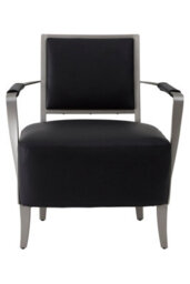 Orsina Luxurious Black Leather Chair, Velvet Upholstered Occassional Arm Chair, Striking Design Lounge Chair