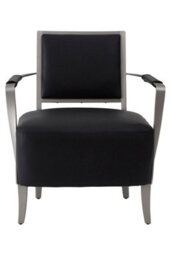 Orsina Luxurious Black Leather Chair, Velvet Upholstered Occassional Arm Chair, Striking Design Lounge Chair - thumbnail 6