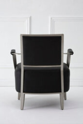 Orsina Luxurious Black Leather Chair, Velvet Upholstered Occassional Arm Chair, Striking Design Lounge Chair - thumbnail 5