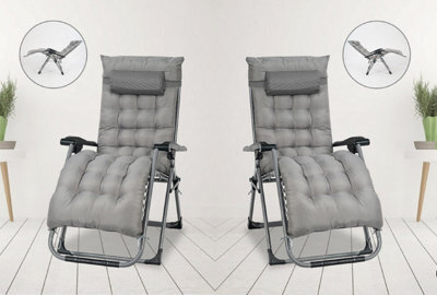 Smart Living Zero Gravity Reclining Chair With Cushion & Pillow - Grey - image 1