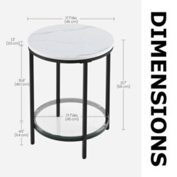 FURNOLD 2 Tier Round Faux Marble Accent Coffee Side Table - thumbnail 7
