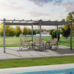 Thehotsale 6 X 3M Aluminium Pergola Gazebo With Retractable Canopy Sun Shade Shelter For Backyard - thumbnail 1