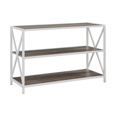 "Simpa 40"" Grey Wash Industrial Collection Wood Bookcase White Metal" - image 1