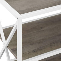 "Simpa 40"" Grey Wash Industrial Collection Wood Bookcase White Metal" - thumbnail 4