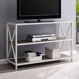 "Simpa 40"" Grey Wash Industrial Collection Wood Bookcase White Metal" - thumbnail 2