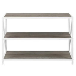 "Simpa 40"" Grey Wash Industrial Collection Wood Bookcase White Metal" - thumbnail 3