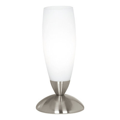 Elegant Satin Nickel Table Lamp With White Glass Shade And E14 Bulb - image 1