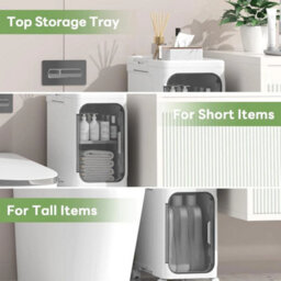 Slim Bathroom Cabinet Freestanding Plastic Toilet Storage Door - thumbnail 3
