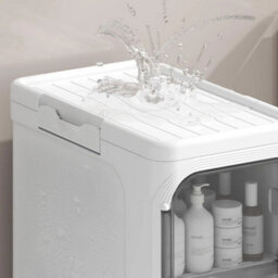Slim Bathroom Cabinet Freestanding Plastic Toilet Storage Door - thumbnail 5