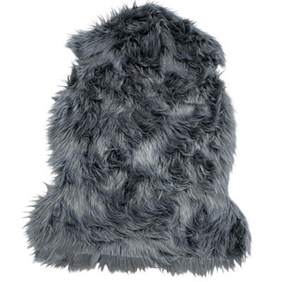 Homespace Direct Ltd Homespace Direct Luxury Faux Rabbit Fur Rug With Suede Backing Area Rug Plush Soft Accent Rug Dark Grey 60X90Cm - image 1