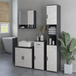 Bathroom Vanity Unit, Under Sink Cabinet With Shelf, Light Grey - thumbnail 4