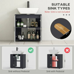 Bathroom Vanity Unit, Under Sink Cabinet With Shelf, Light Grey - thumbnail 5