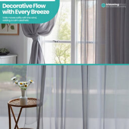 "Neel Blue Voile Curtains Slot Top, 2 Curtains, Grey - 56"" Width X 72"" Drop" - thumbnail 7