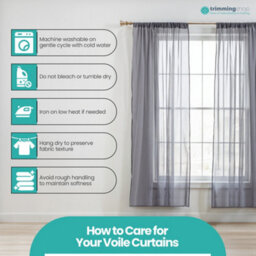"Neel Blue Voile Curtains Slot Top, 2 Curtains, Grey - 56"" Width X 72"" Drop" - thumbnail 3