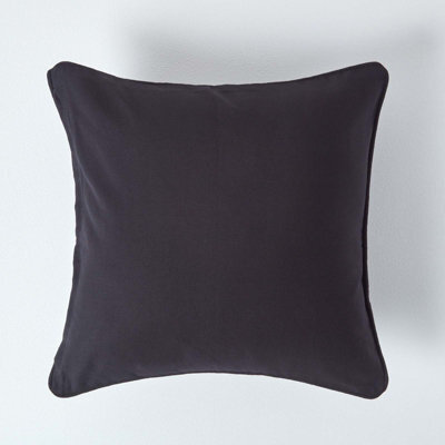 Homescapes Cotton Plain Black Cushion Cover, 60 X 60 Cm - image 1