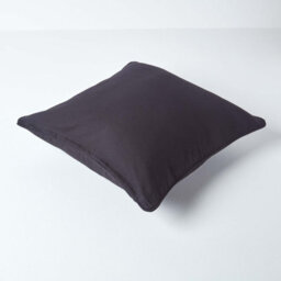 Homescapes Cotton Plain Black Cushion Cover, 60 X 60 Cm - thumbnail 3