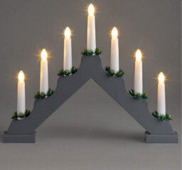 7 Led Wooden Christmas Candle Bridge Battery Operated Indoor Xmas Festive Pre-Lit Warm White Light Window Decoration Arch Grey - thumbnail 3