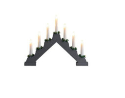7 Led Wooden Christmas Candle Bridge Battery Operated Indoor Xmas Festive Pre-Lit Warm White Light Window Decoration Arch Grey - thumbnail 2