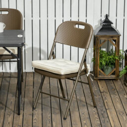 Outsunny 42 X 42Cm Replacement Garden Seat Cushion Pad With Ties, Cream - thumbnail 1