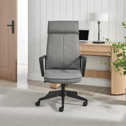 Furniturebox Uk Vesper Dark Grey Linen Fabric Swivel Office Chair - thumbnail 3