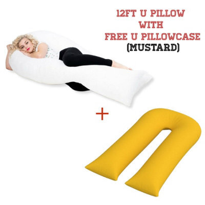 ARLinens 12Ft U Pillow With Free U Pillowcase Long Body Support For Orthopedic Pregnancy Nursing Support - image 1