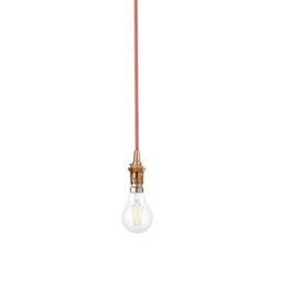 Loops Stylish 2 Pack Of Adjustable Hanging Pendant Lights In Brushed Aged Brass With Red Flex - thumbnail 5