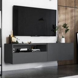 Heze Furniture Enjoy Minimalist Wall-Mounted Tv Unit With Open Shelf 120Cm - Graphite - thumbnail 3