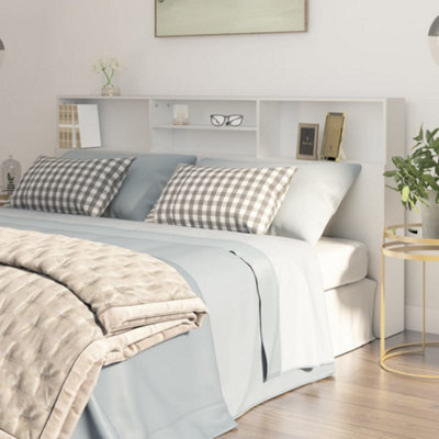 Berkfield Headboard Cabinet White 200X19X103.5 Cm - image 1