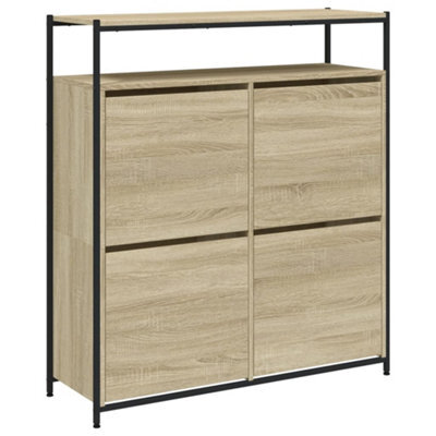 Berkfield Modern Shoe Cabinet With 4 Flip-Drawers Sonoma Oak 100X34X112 Cm