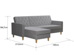 Dorel Home Liberty Sectional Futon With Storage Grey - thumbnail 2
