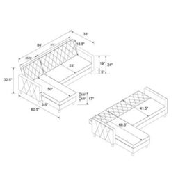 Dorel Home Liberty Sectional Futon With Storage Grey - thumbnail 7