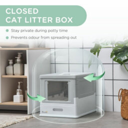 Pawhut Hooded Cat Litter Box, Pet Toilet W/ Scoop, Tray - Grey - thumbnail 6