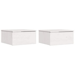 Berkfield Bedside Table 2 Pcs White 37 X 35 X 18.5 Cm Solid Pine Wood - thumbnail 2