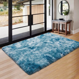 Oxford Homeware Shaggy Rug Anti-Slip Washable Soft Fluffy Living Room And Bedroom Rug (Mottled Teal, 60X110Cm) - thumbnail 6