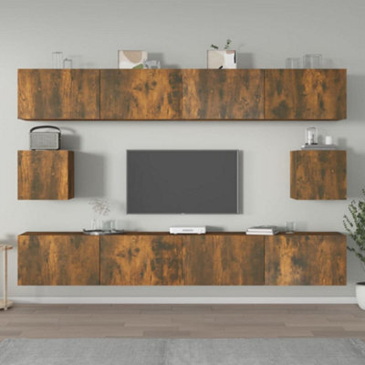 Berkfield 6 Piece Tv Cabinet Set Smoked Oak Engineered Wood - image 1