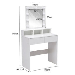 Living And Home White Mdf Makeup Dressing Table With Lighted Mirror - thumbnail 5