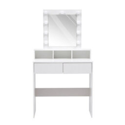 Living And Home White Mdf Makeup Dressing Table With Lighted Mirror - thumbnail 3