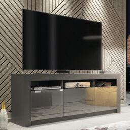Modern Tv Unit 160Cm Dark Grey With High Gloss Doors - Creative Furniture - thumbnail 7