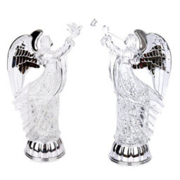 Shatchi 30Cm Led Light Up Angel Figure  Batter Operated Swirling Glitter Water Spinner Snowglobe Acrylic Xmas Decoration - thumbnail 4