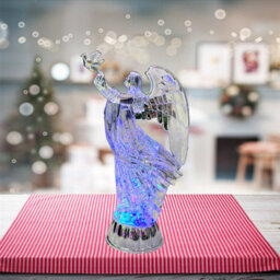 Shatchi 30Cm Led Light Up Angel Figure  Batter Operated Swirling Glitter Water Spinner Snowglobe Acrylic Xmas Decoration - thumbnail 2
